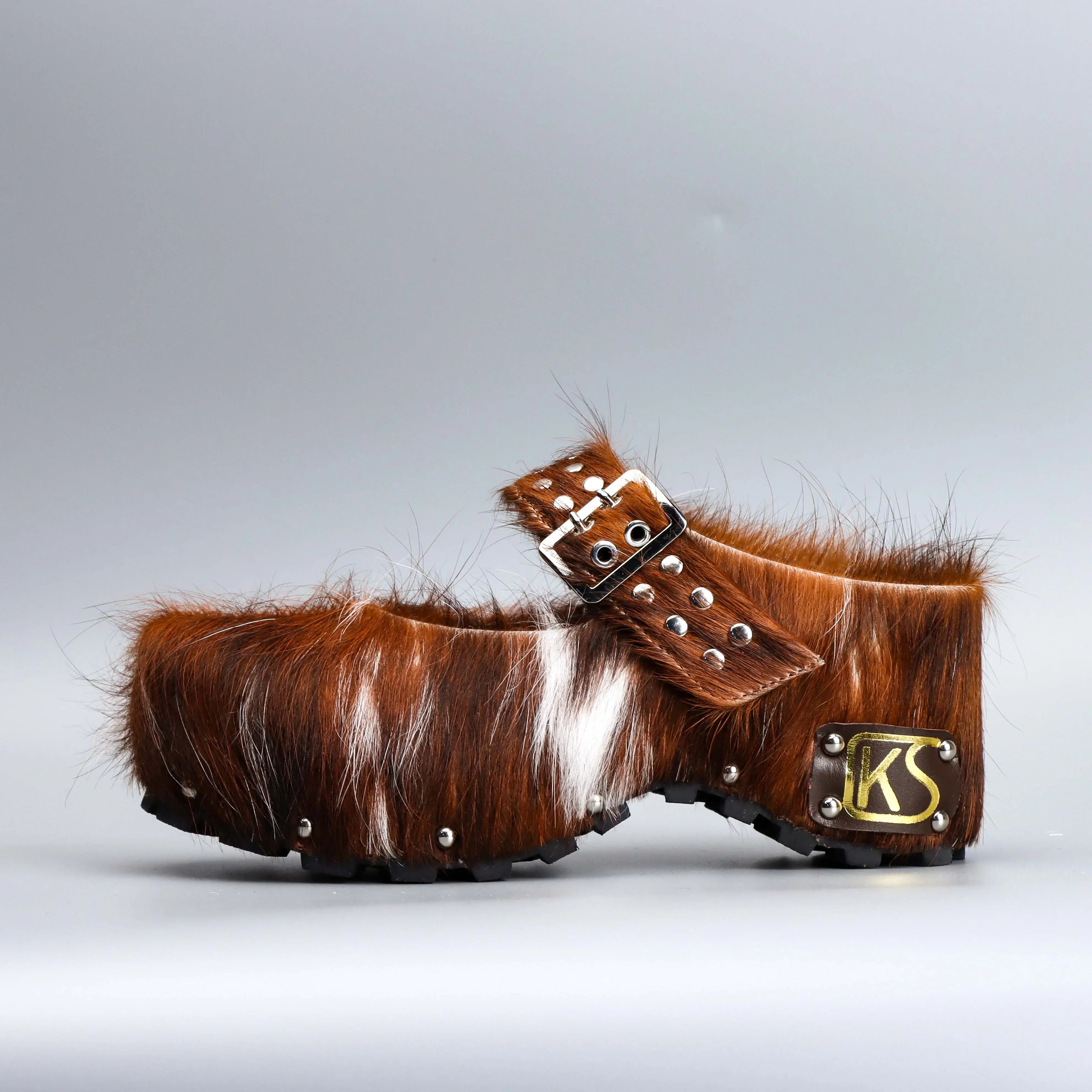 Designer Luxury Platform Mules 2025 Women Real Calf Hair Leather Lined Slip On Clogs Slides Sandals Summer Fashion Comfort Shoes