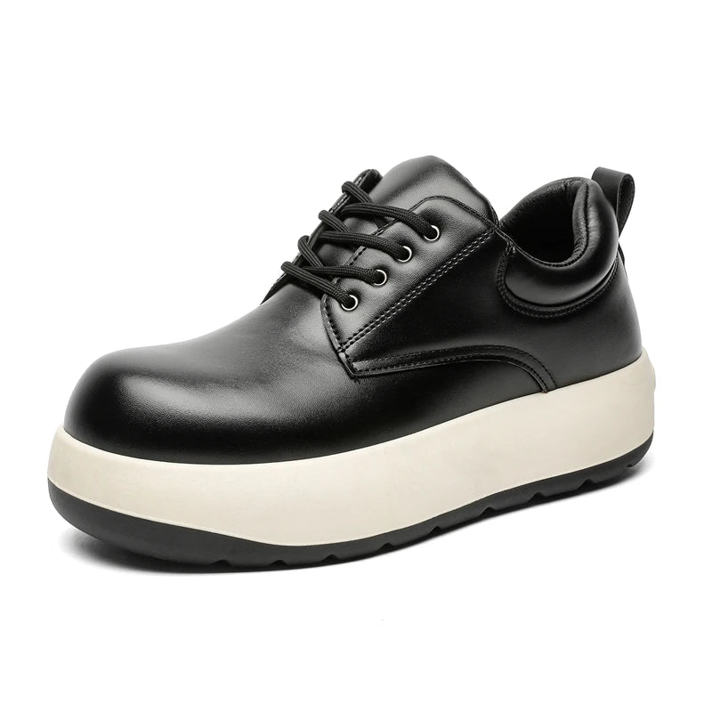 STRONGSHEN Chunky Sneaker Men Fashion Yellow Thick Soled Skate Shoes Luxury Brands Round Toe Platform Boots Lace Up Bread Shoes