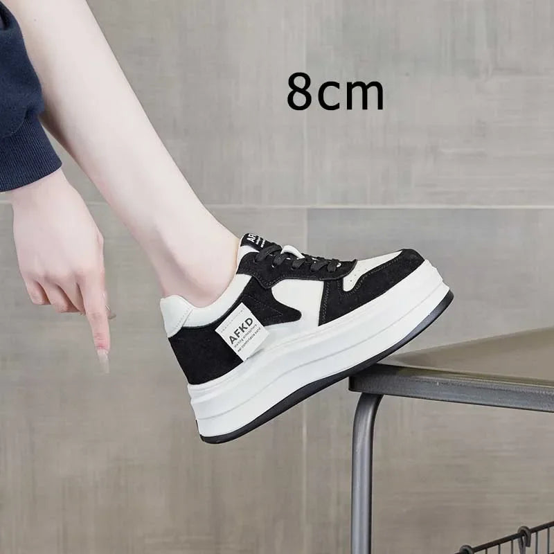 Fujin 8cm 10cm Genuine Leather Vulcanize Loafer Spring Autumn Platform Vulcanize High Brand Comfy Chunky Sneaker Women Shoes