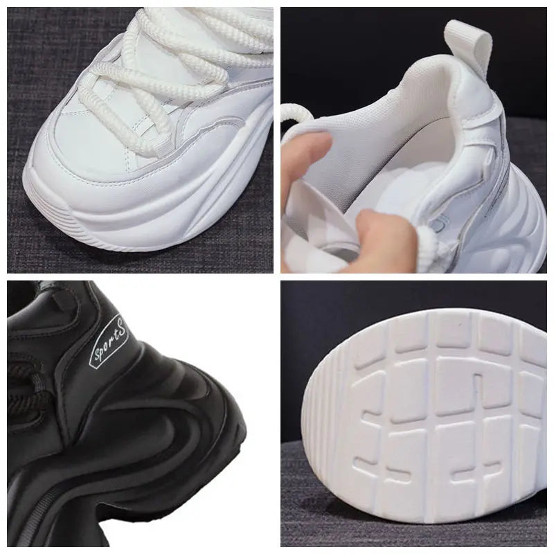 Fujin 9cm Platform Wedge Sneakers Chunky Genuine Leather Women Summer Shoes Spring Autumn Walking Sneakers Vulcanize Fashion