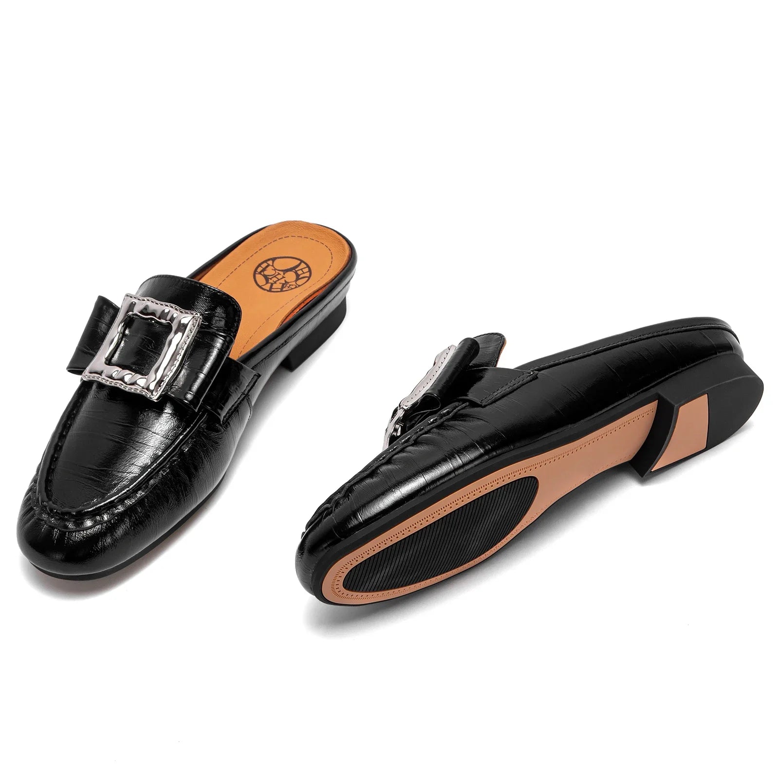 Luxury brand slippers patent technology balance bottom leather casual shoes temperament girls shoes 35-39 European size