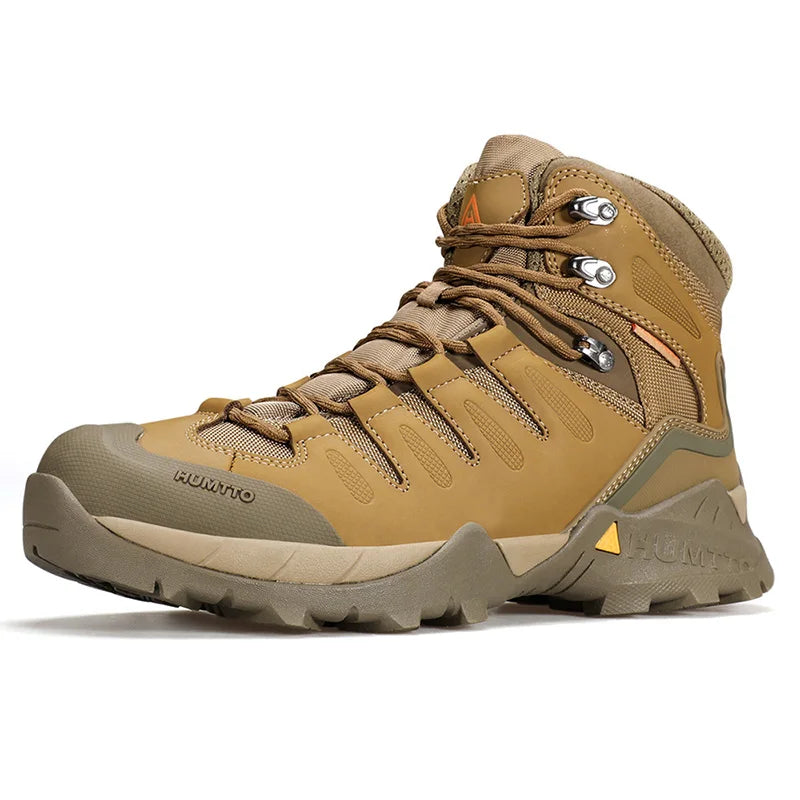 HUMTTO Shoes for Men Genuine Leather Hiking Men's Sports Shoes Non-slip Winter Outdoor Safety Sneakers Breathable Trekking Boots