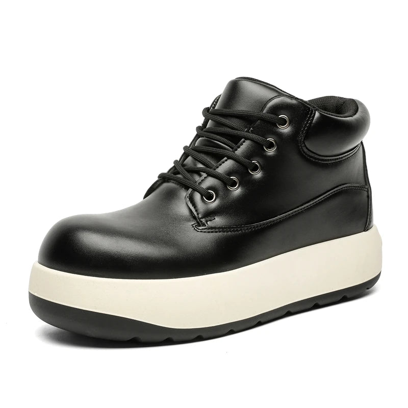STRONGSHEN Chunky Sneaker Men Fashion Yellow Thick Soled Skate Shoes Luxury Brands Round Toe Platform Boots Lace Up Bread Shoes