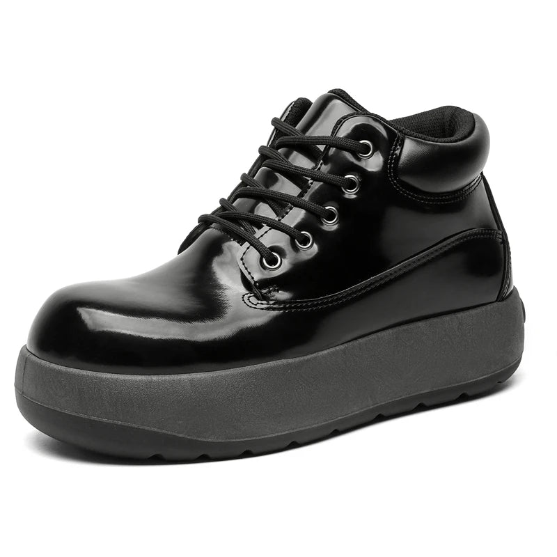 STRONGSHEN Chunky Sneaker Men Fashion Yellow Thick Soled Skate Shoes Luxury Brands Round Toe Platform Boots Lace Up Bread Shoes