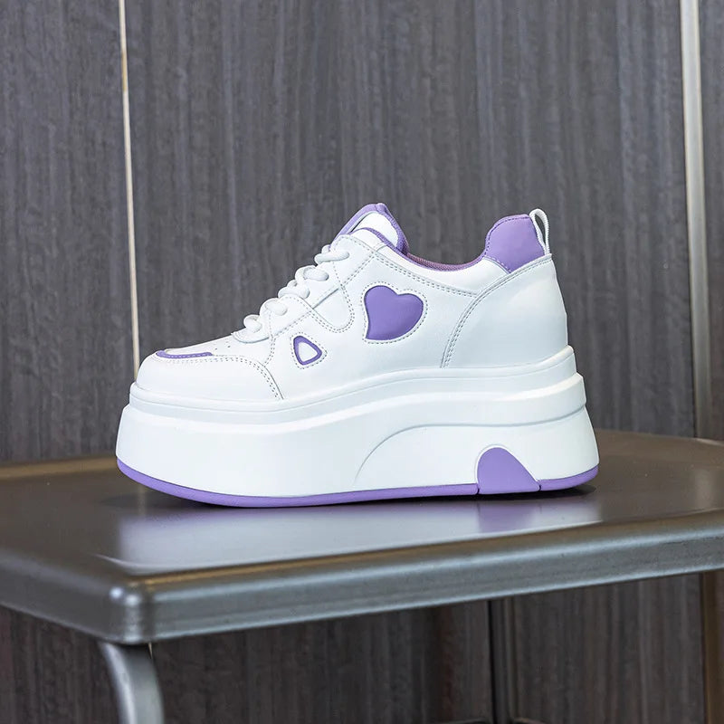 Fujin 8cm 2025 Microfiber Leather Vulcanize  Autumn Platform Vulcanize Women Chunky Sneaker Loafer High Brand Comfy Spring Shoes