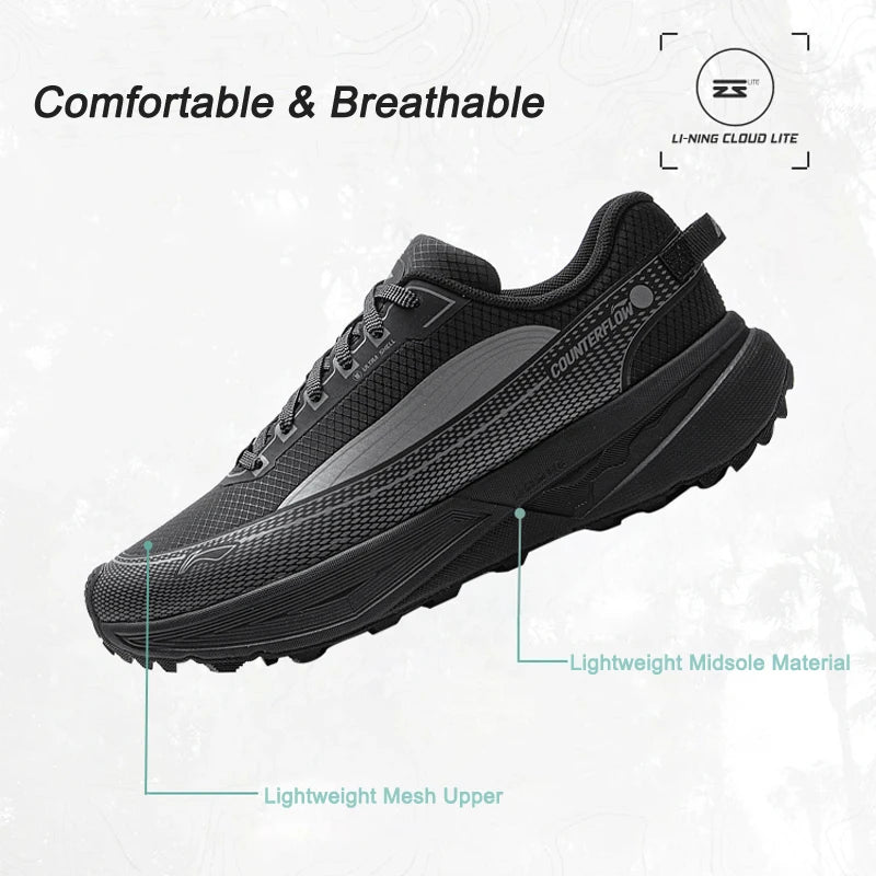 Li-Ning Unisex AXJ STRIDE Outdoor Hiking Shoes  LI-NING CLOUD LITE Cushion Rebound LiNing Breathable Anti-slip Sneakers AHTV041