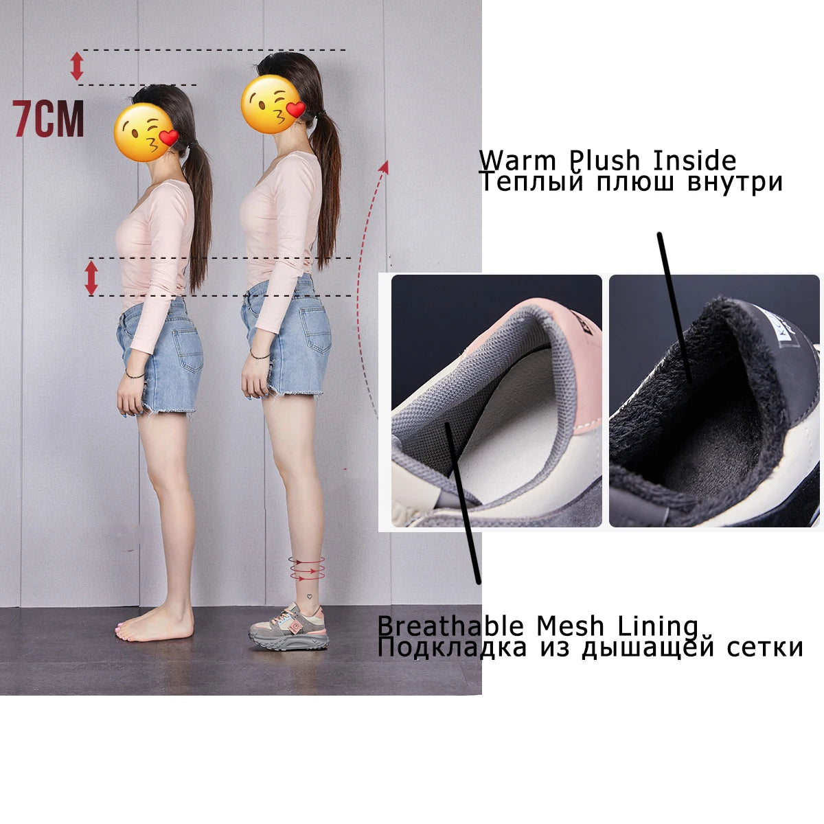 Fujin 7cm Cow Suede Leather Women Casual Autumn Breathable Platform Shoes Wedge Chunky Sneaker Females Winter Shoes Sports Shoes