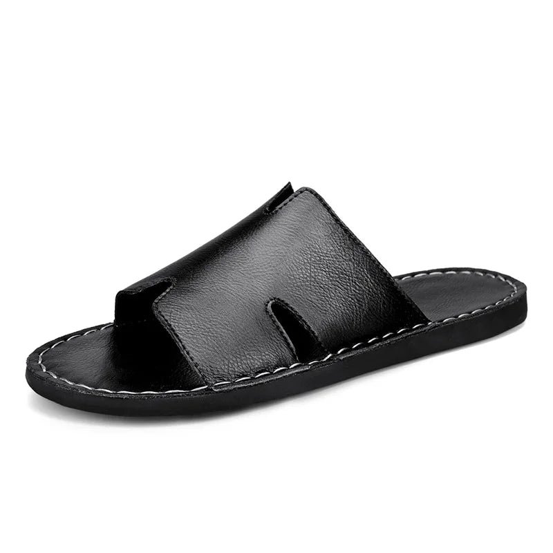 STRONGSHEN Fashion Men's Slippers Summer Outer Wear Non-Slip Wear-Resistant Casual Luxury Slippers Leather Slippers Outdoor