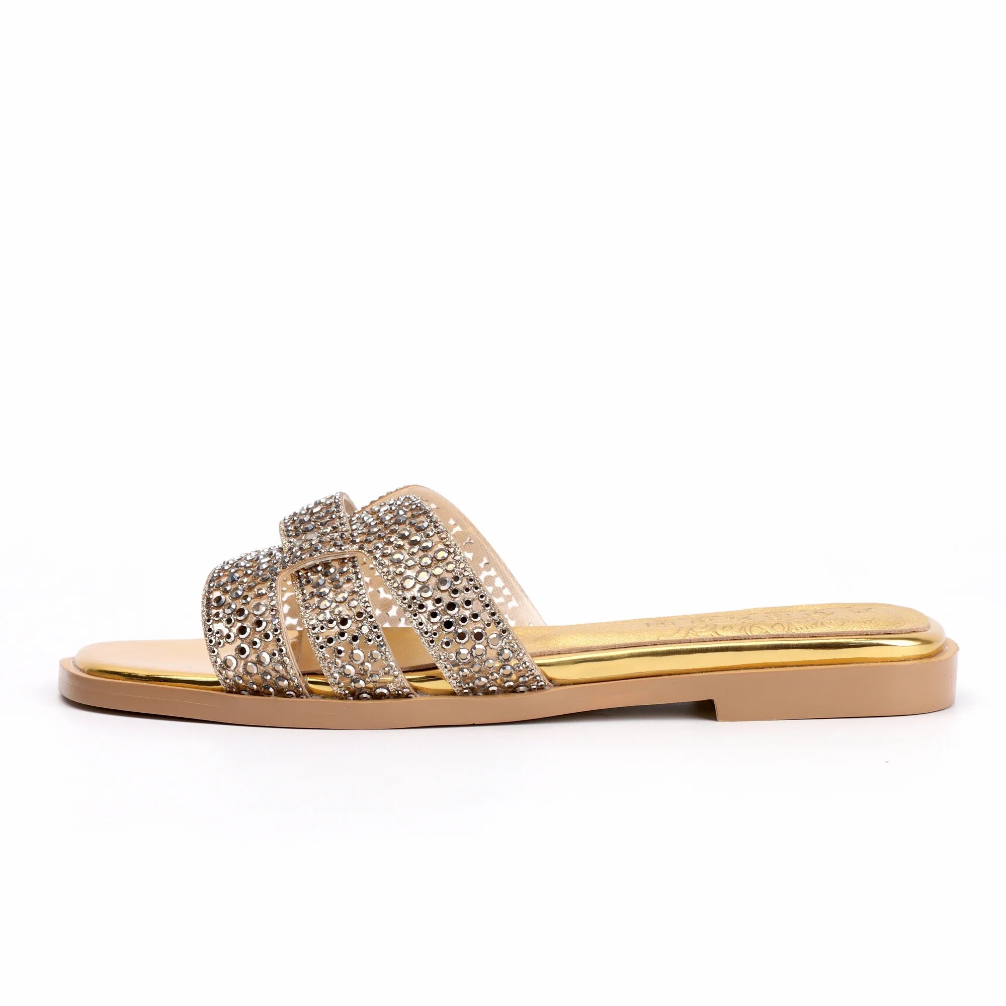 Luxury Women's Sandals Comfortable Flat Slip On Silver Rhinestone Sandals Designer High Quality Shoes