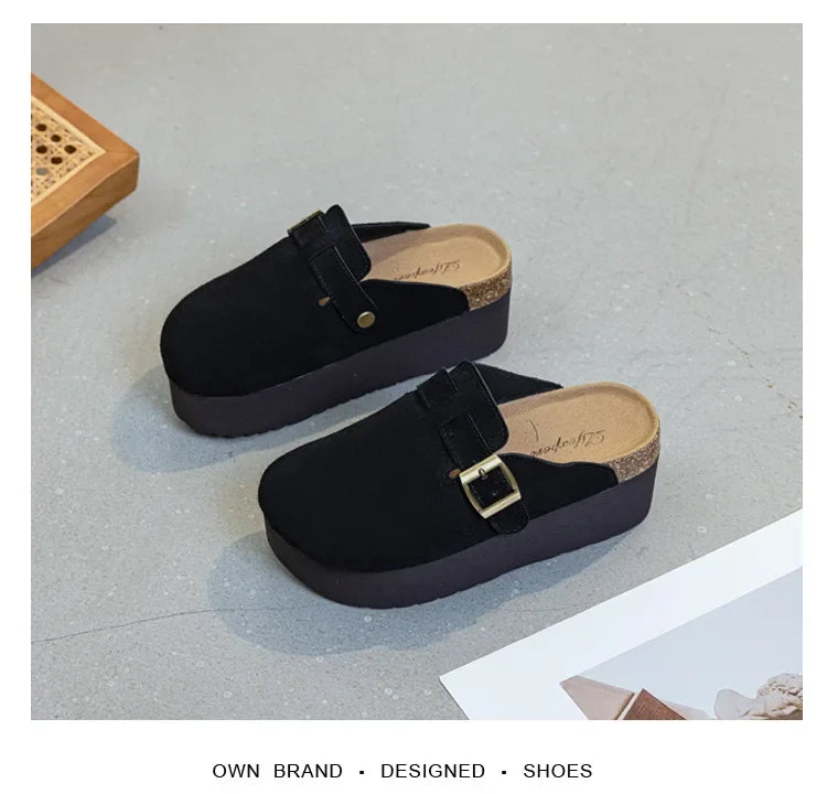 Fujin 7CM Cow Suede Genuine Leather Sneakers Platform Shoes Wedge Pumps Fashion Sneakers Slipper Women Spring Autumn Shoes