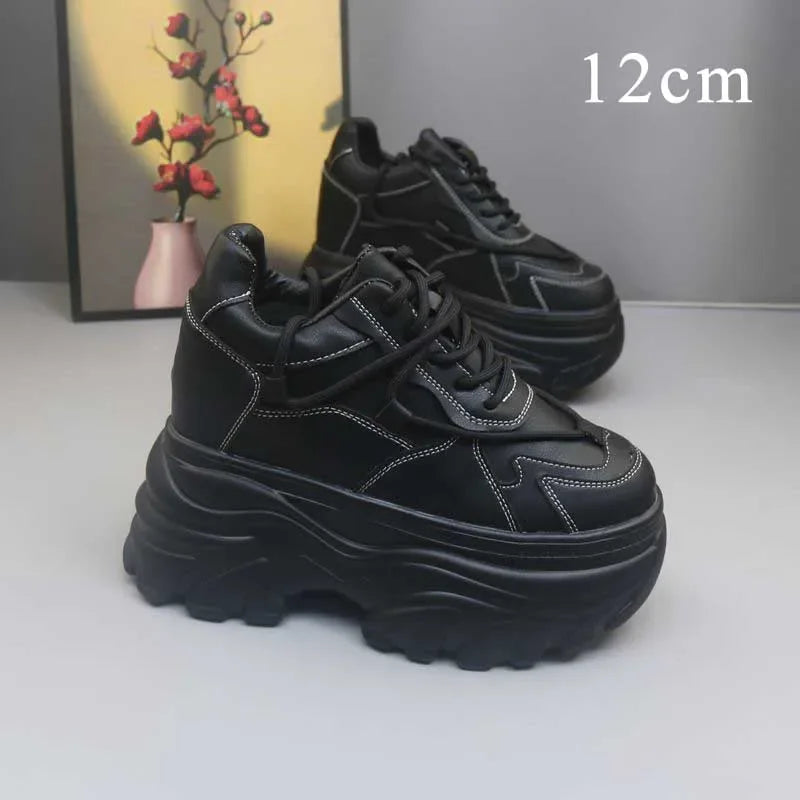 Fujin 10CM 12cm 14cm Suede Genuine Leather Fashion Autumn Chunky Sneakers Women Causal Flats Platform Wedge Spring Shoes