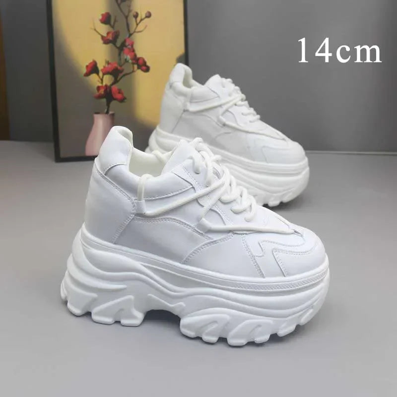 Fujin 10CM 12cm 14cm Suede Genuine Leather Fashion Autumn Chunky Sneakers Women Causal Flats Platform Wedge Spring Shoes