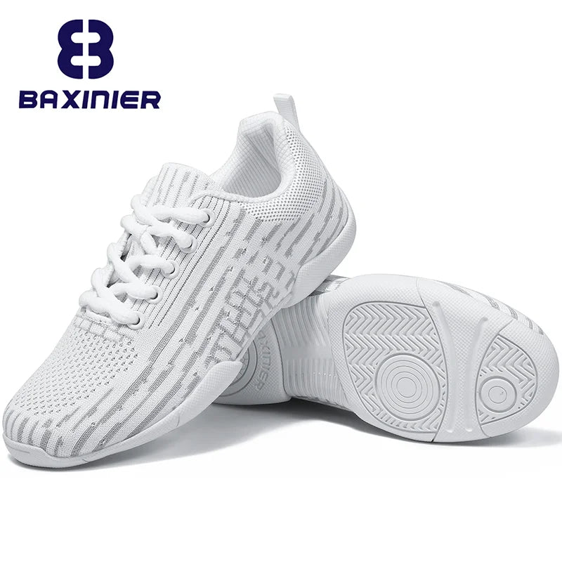 BAXINIER Girls White Breathable Lightweight Cheer Dance Trainers for Youth Training Competitive Cheerleading Events Perfect Fit