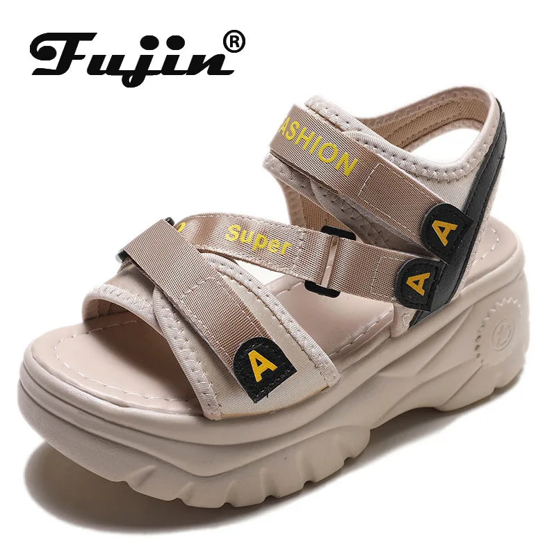 Fujin 6cm  Women Sports Shoes Summer Platform Sandals Women Summer Shoes Slides Casual SandalsSandalia Mujer Chunky Slippers