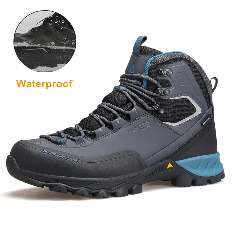 HUMTTO Waterproof Hiking Shoes Luxury Designer Outdoor Trekking Boots for Men Climbing Sneakers Leather Safety Mens Ankle Boots