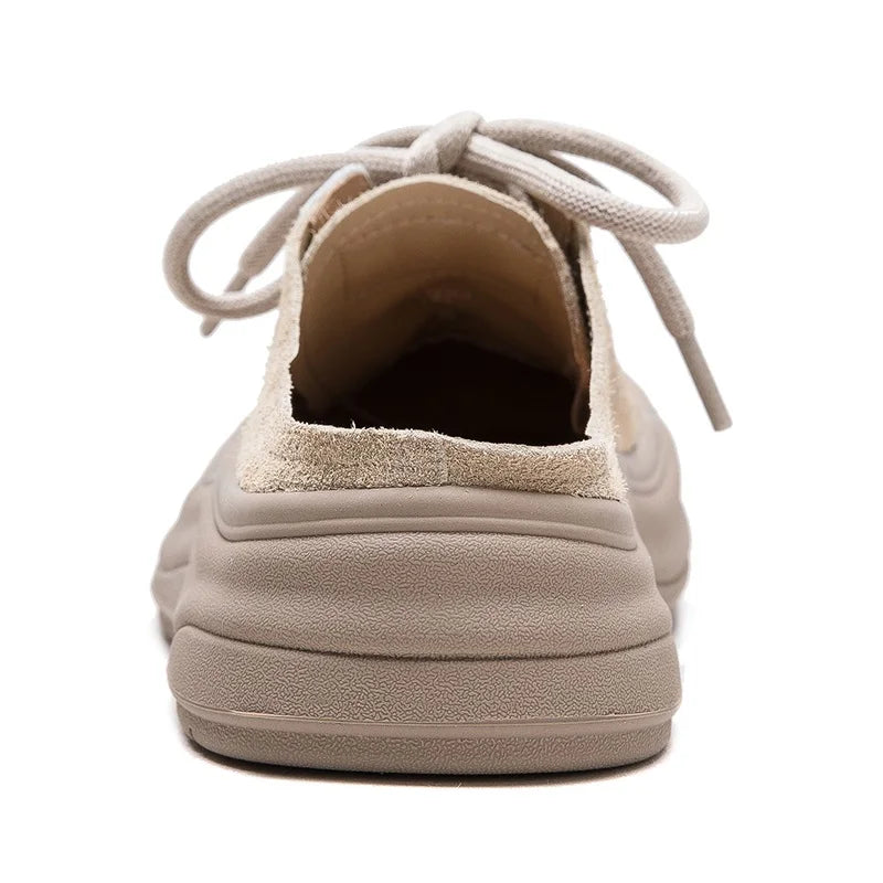 DRKANOL 2025 Mixed Colors Genuine Leather Outside Slippers Women Summer Round Toe Flat Platform Casual Slingback Slides Shoes