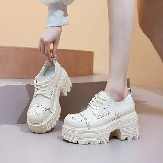 Fujin 9cm Genuine Leather Boots Autumn Female Women Boots Casual Spring Pumps Mary Jane Platform Wedge Flats Breathable Shoes