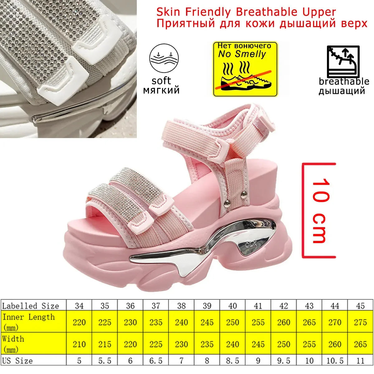 Fujin 10cm Women Summer Shoes Open Toe Platform Wedge Sandals Hook Loop Women Casual Shoes Beach Sandálias Das Mulheres