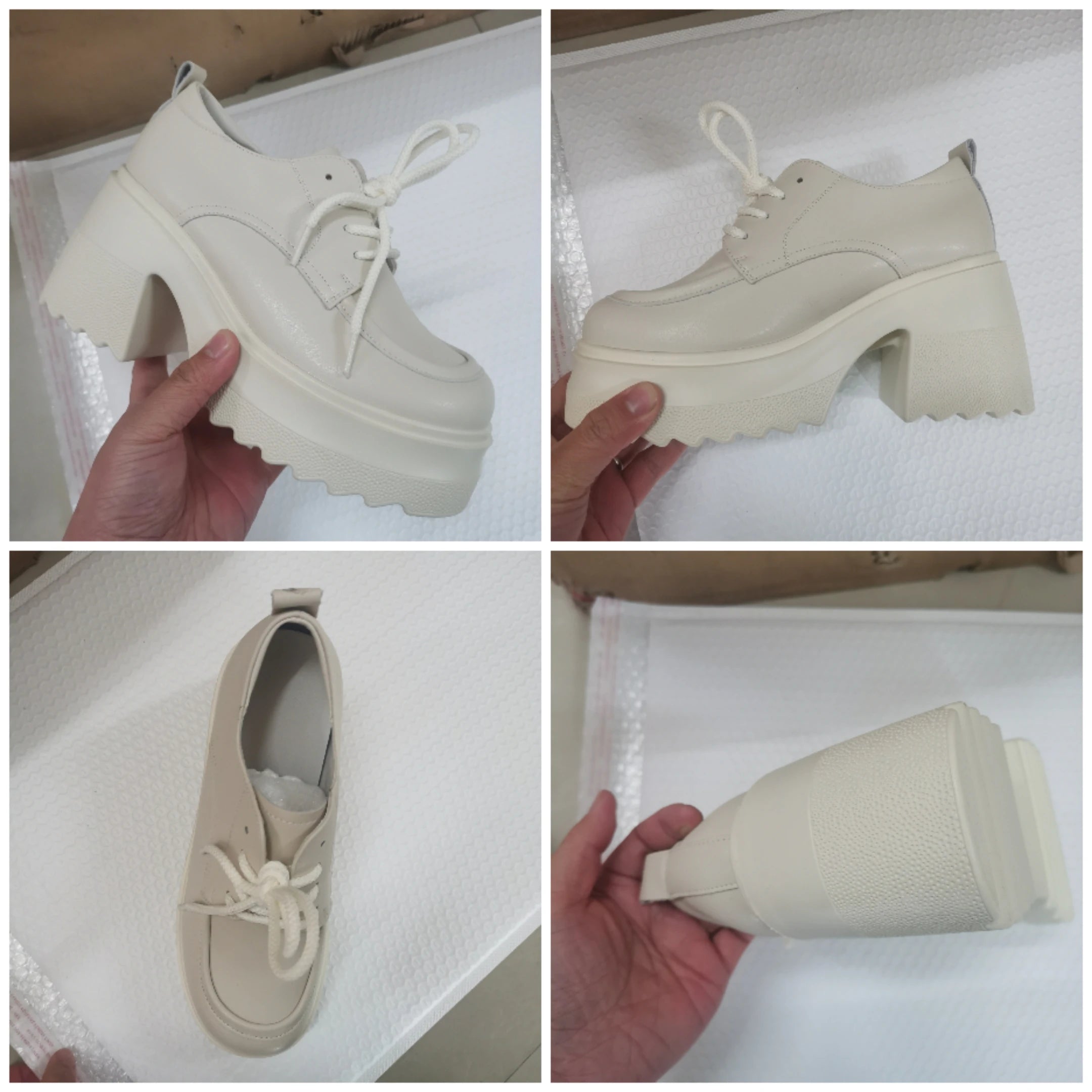 Fujin 10CM Wedge Pumps High Brand Shoes Hidden Heels Female Lace Up Moccasins Genuine Leather Spring Summer Women Platform Shoes