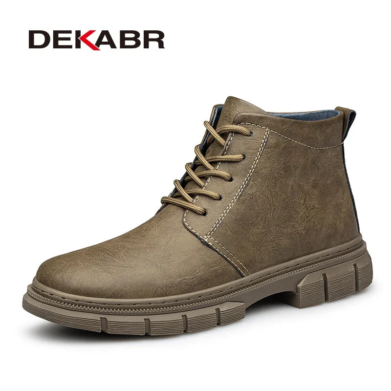 DEKABR Fashion Warm Men Snow Boots Autumn Winter Lace Up Comfortable Waterproof Plush Simple Style Ankle Shoes Men Big Size 47
