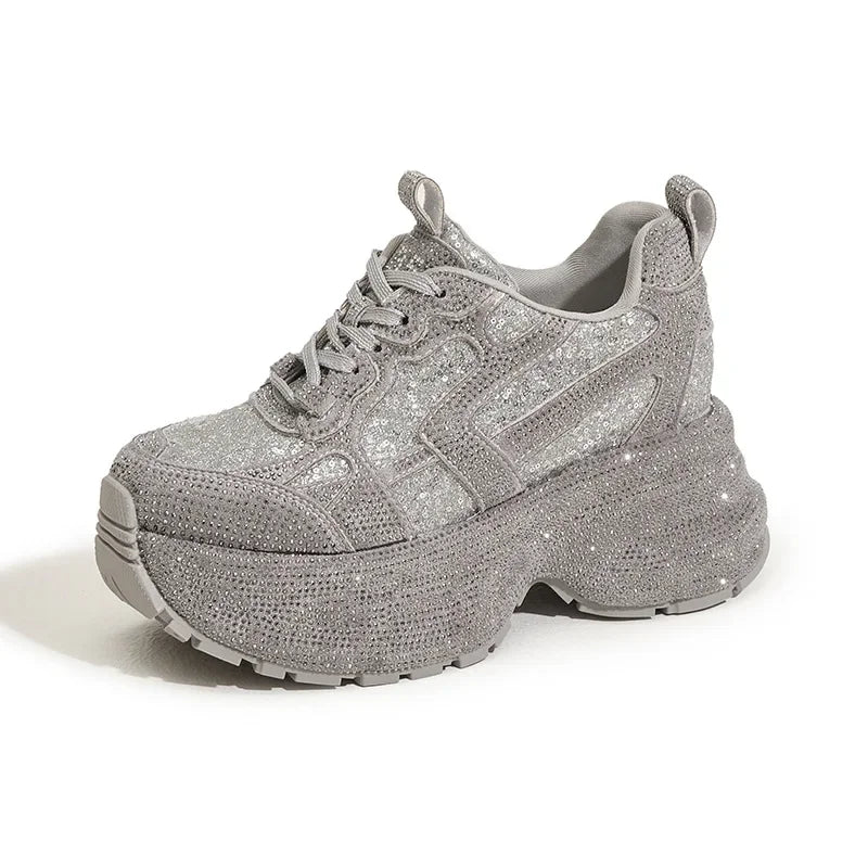 Fujin 8cm Air Mesh Synthetic Platform Wedge Casual Autumn Chunky Sneaker Bling Bling Leather Comfy High Brand Spring Shoes