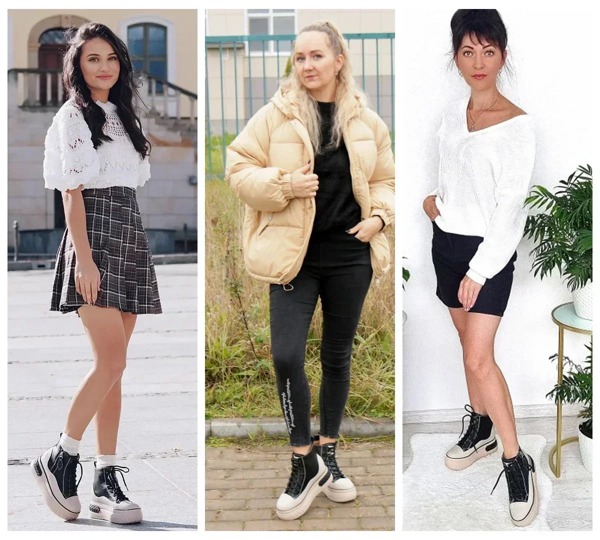 Fujin High Top Women Shoes Genuine Leather 8cm Platform Boots Ankle Wedge Hidden Heel Zip Autumn Warm Fur Winter Shoes Sneakers