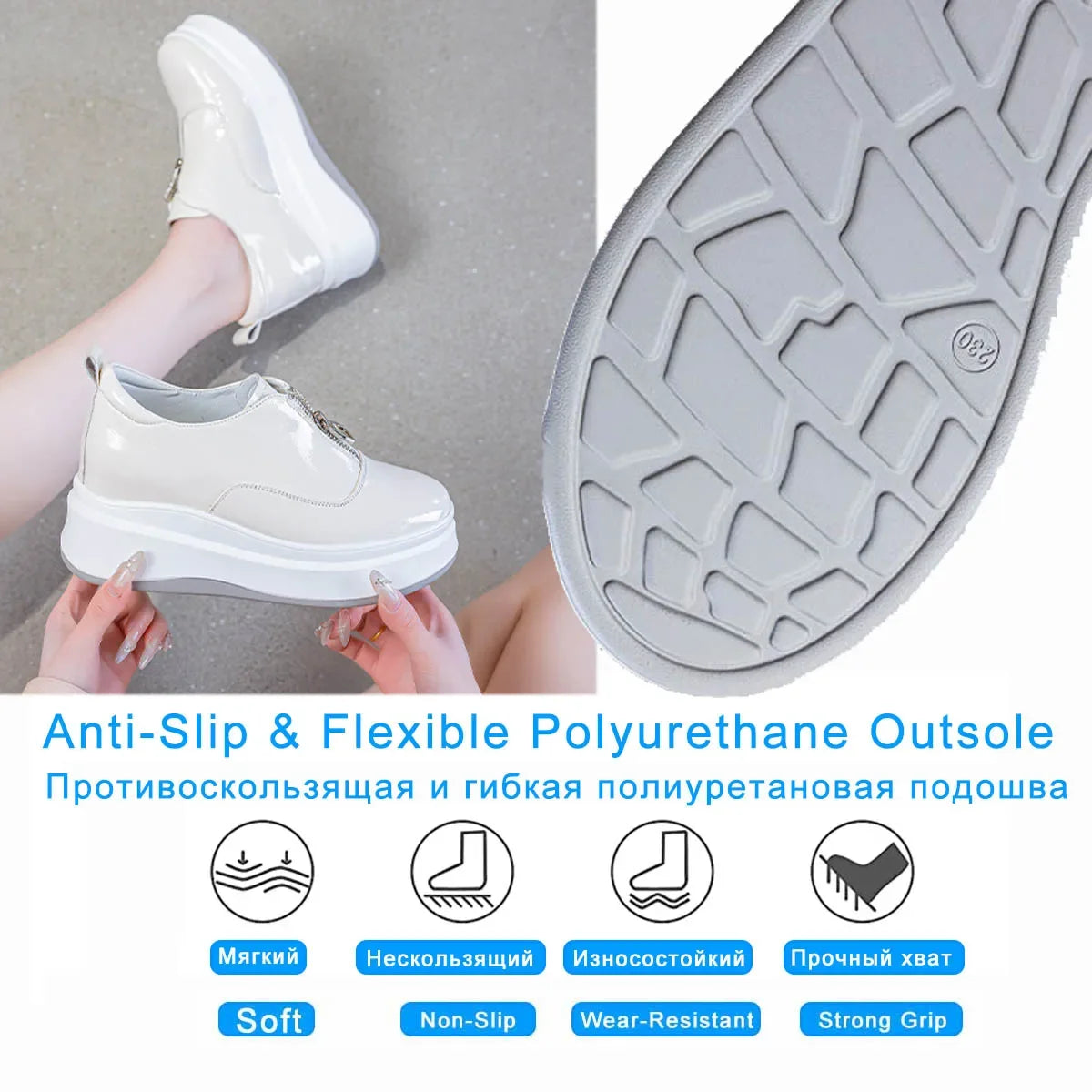 Fujin 7.5cm Patent Microfiber Leather Platform Wedge Comfy High Brand Spring Bao Toe Autumn Slippers Chunky Sneaker Casual Shoes