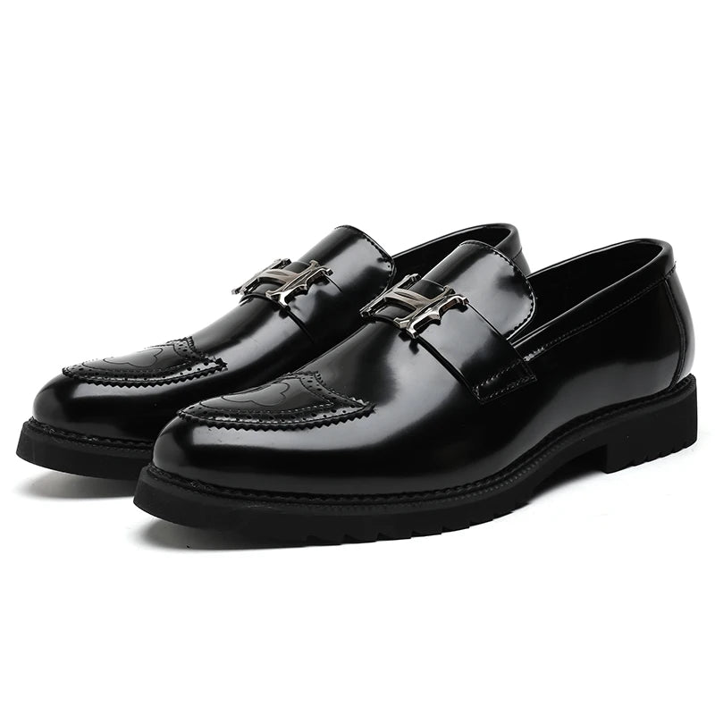 STRONGSHEN Men Formal Leather Shoes Luxury Brand Men's Loafers Dress Moccasins Breathable Slip on Black Driving Shoes Size 38-48