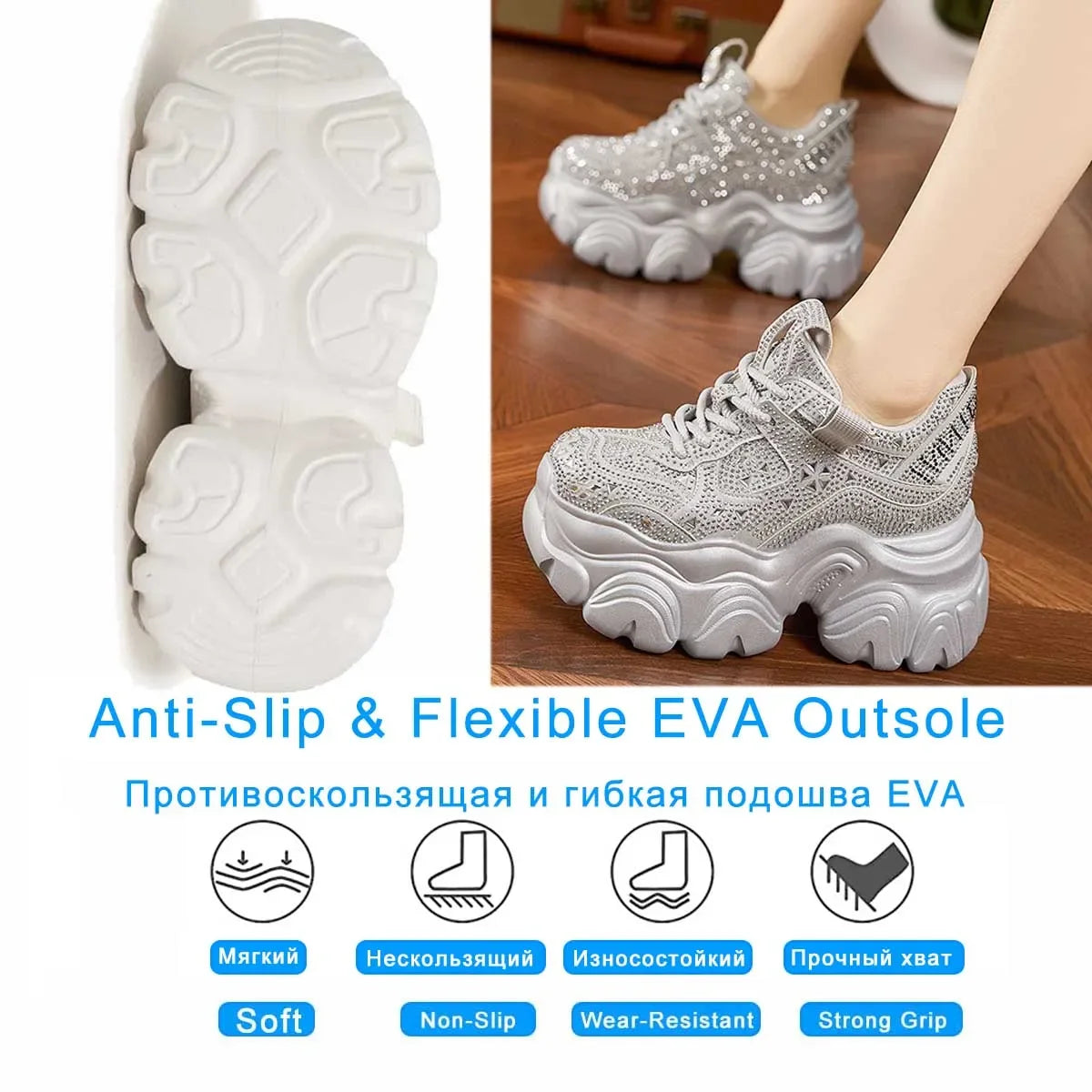 Fujin 11cm Microfiber Leather Women Breathable Casual Platform Wedge Vulcanize Bling Fashion Chunky Sneaker Autumn Fashion Shoes