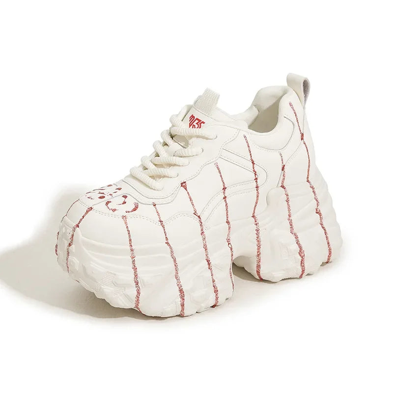 Fujin 10cm Microfiber Leather Chunky Sneakers Autumn Casual Platform Wedge Flats Spring Vulcanize Women High Brand Fashion Shoes