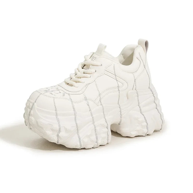 Fujin 10cm Microfiber Leather Chunky Sneakers Autumn Casual Platform Wedge Flats Spring Vulcanize Women High Brand Fashion Shoes