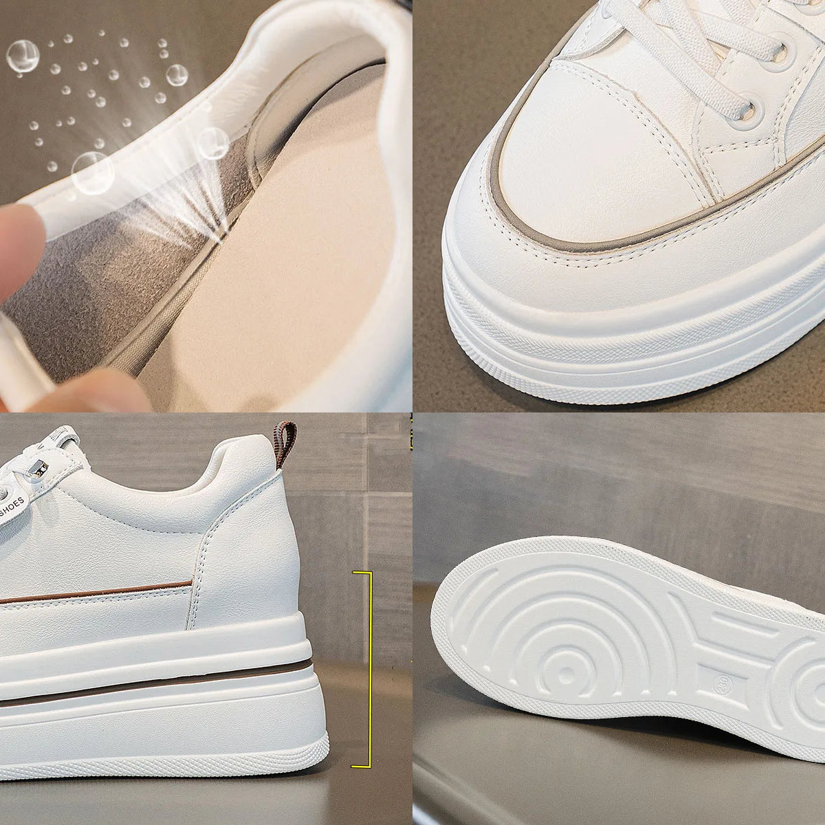 Fujin 8.5 Cm Mesh Genuine Leather Platform Shoes Wedge Sneakers for Women Summer Shoes White Flats Sandals Slippers Slides