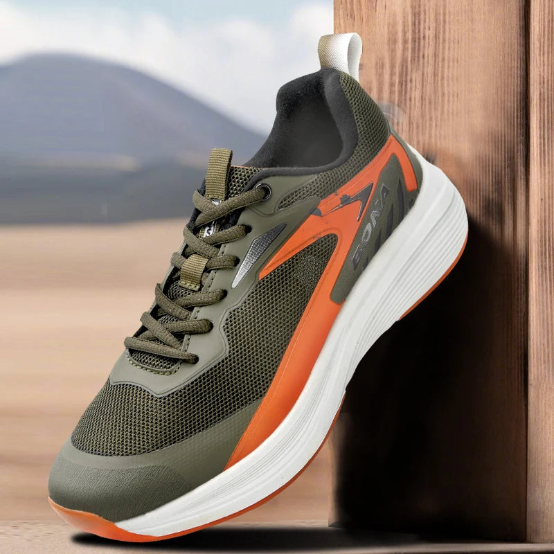 BONA Men's Sports Shoes Comfortable Running Shoes Anti slip Breathable Men's Shoes