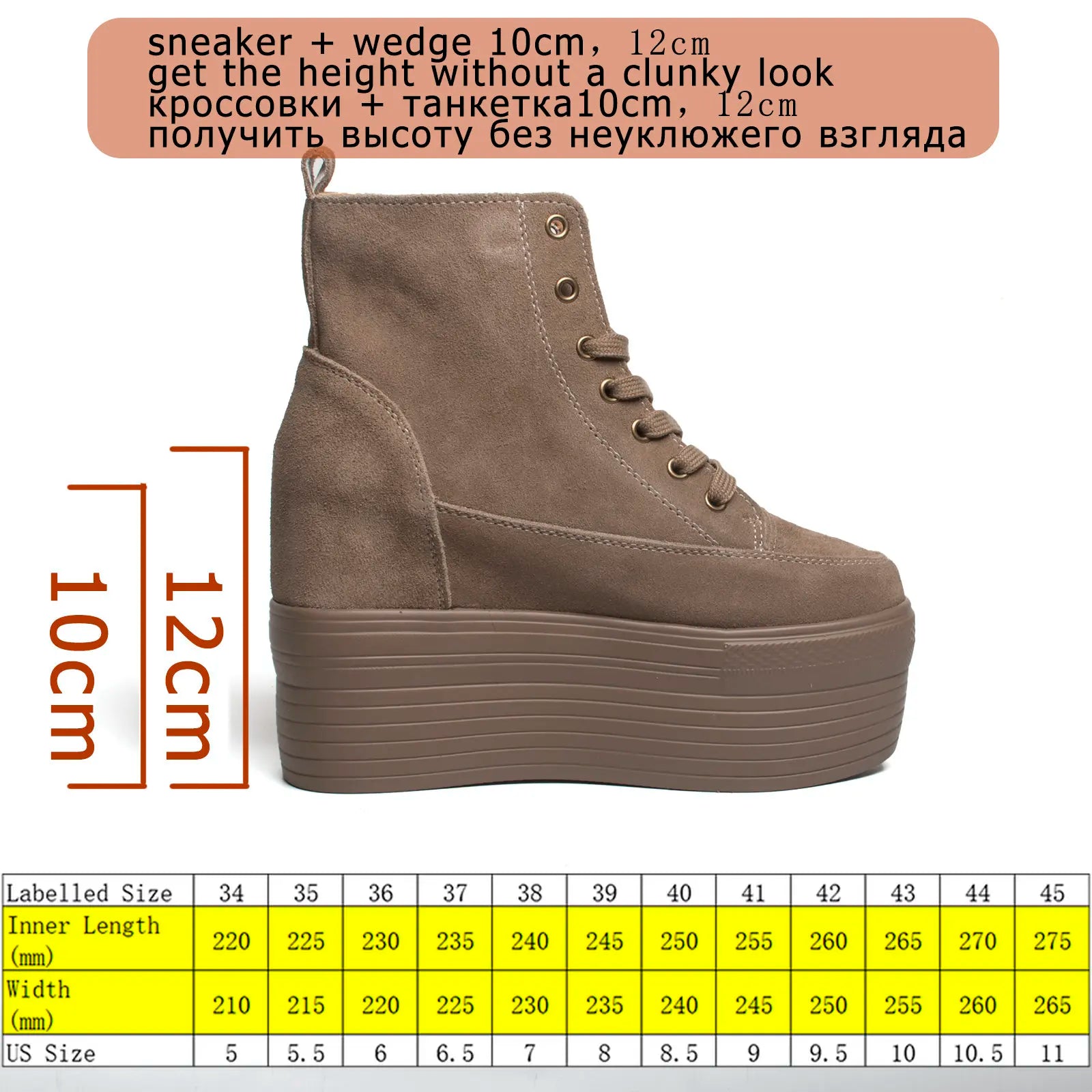 Fujin 12cm Suede Genuine Leather Platform Boots Women Female Spring Autumn Wedge Boots Women Winter Boots Ankle Shoes High Top