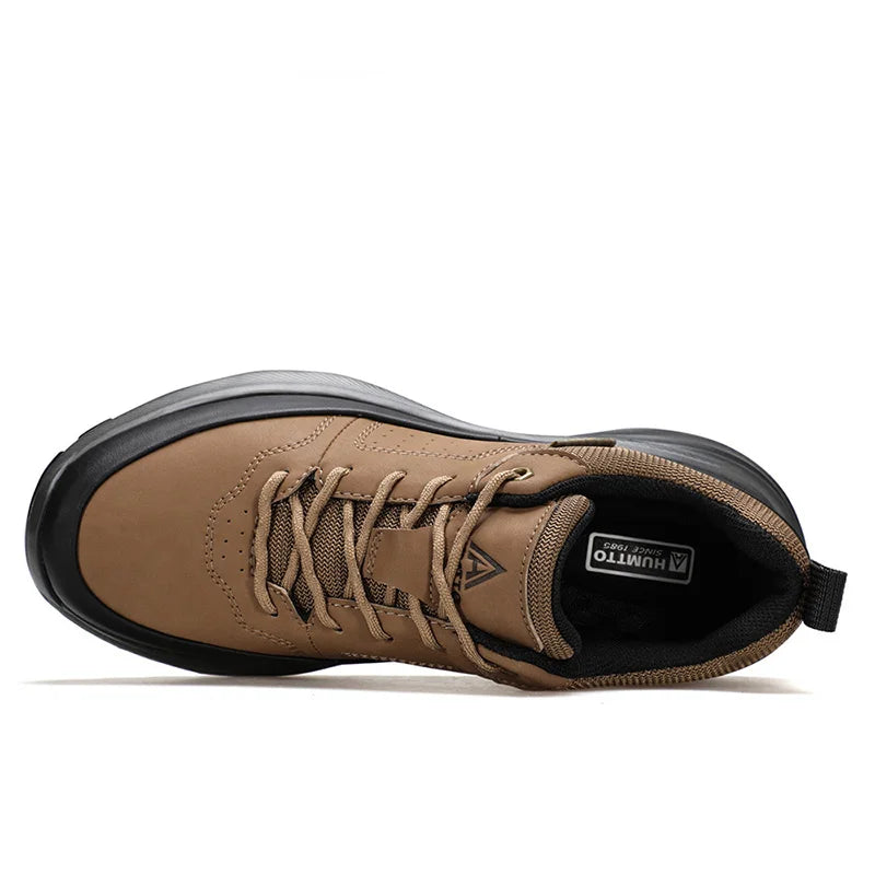 HUMTTO Leather Hiking Shoes Non-slip Men's Sports Shoes Outdoor Safety Walking Sneakers for Man Breathable Trekking Boots Men