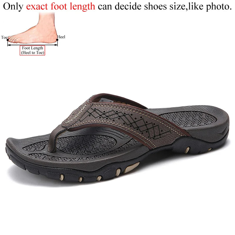 Summer Outside PU Leather Mens Flip Flops Slippers Outdoor Beach Shoes Flip Flop Plus Big Size 49 50 51 52 Hot Sale Dropshipping