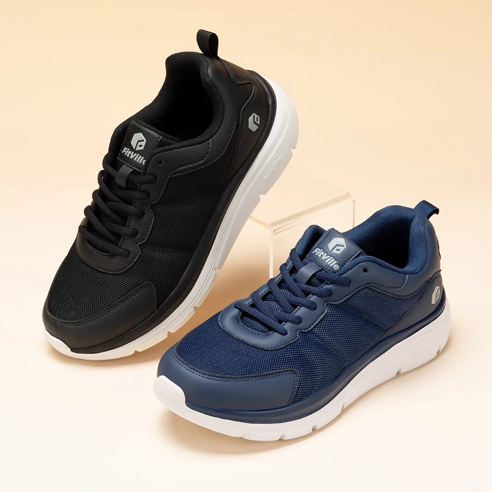 FitVille Wide Width Men's Walking Shoes Cushioning Lightweight Breathable Sneakers Shoes for Plantar Fasciitis Pain Relief