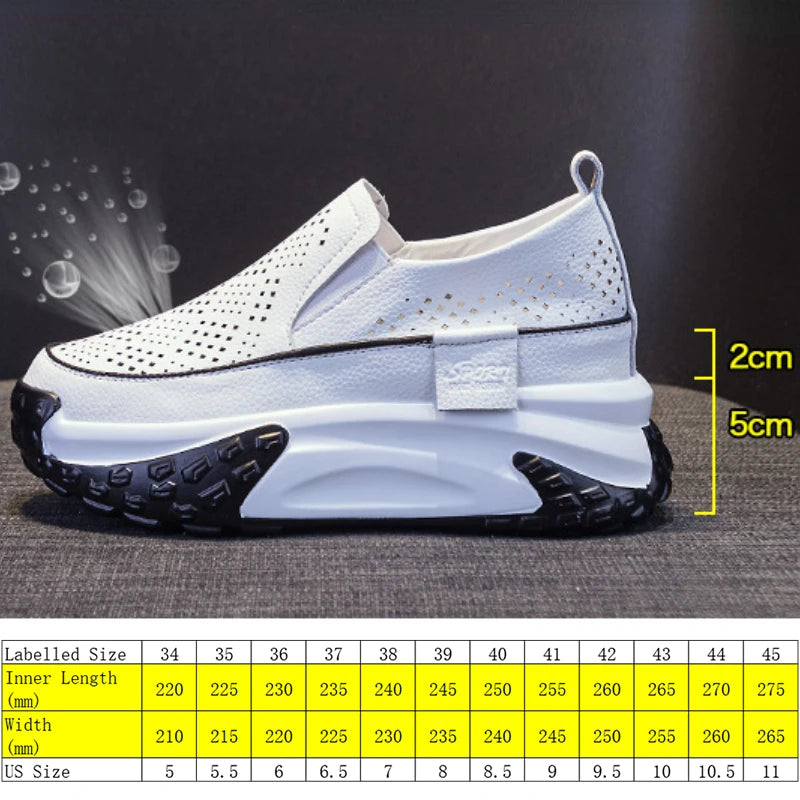 Fujin 7cm Genuine Leather Women Vulcanized Platform Wedge Chunky Sneaker Casual Stable Fashion Skate Boarding High Brand Shoes