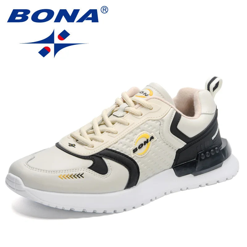 BONA 2023 New Designers Vulcanized Platform Leisure Flat Shoes Trend Sneakers Breathable Lace Up Comfortable Casual Shoes Men