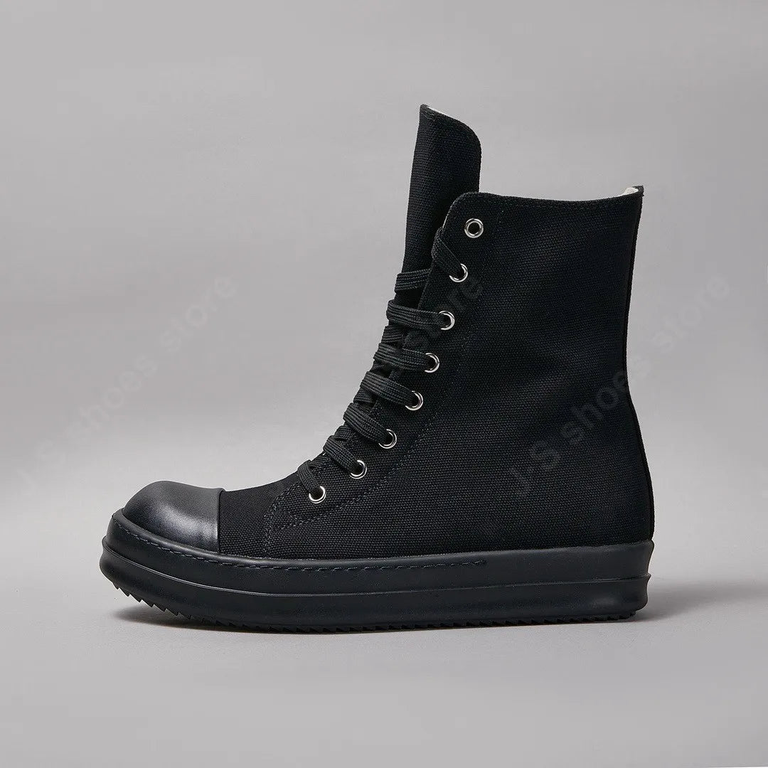 Ro Classic Boots Men Shoe Women Sneaker Full Black Canvas High Top Shoes Casual Sneakers Zipper Lace Up Luxury Ankle Boot
