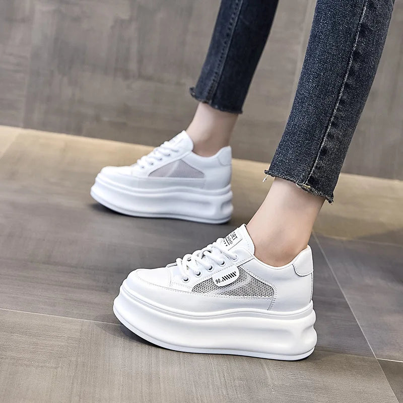 Fujin 7cm 2024 Air Mesh Platform Wedge Shoes Chunky Sneakers Women Summer Fashion Comfy Breathable Casual Shoes Female Vulcanize